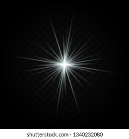 Glow isolated white transparent light effect set, lens flare, explosion, glitter, line, sun flash, spark and stars. Abstract special effect element design.