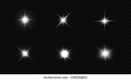 Luminoso juego de luz transparente blanco aislado, lente iluminada, explosión, brillo, línea, luz solar, chispa y estrellas. Diseño abstracto de elementos de efecto especial.