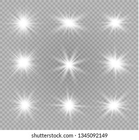 Glow isolated white transparent light effect, stars.