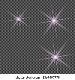 Glow isolated white transparent light effect set, lens flare, explosion, glitter, line, sun flash, spark and stars. Abstract special effect element design. 
