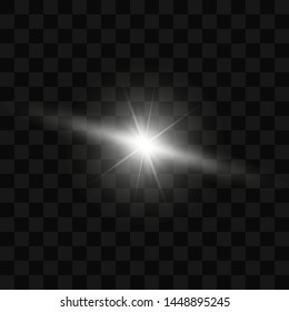 Glow isolated white transparent light effect set, lens flare, explosion, glitter, line, sun flash, spark and stars. Abstract special effect element design.