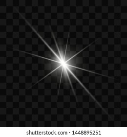 Glow isolated white transparent light effect set, lens flare, explosion, glitter, line, sun flash, spark and stars. Abstract special effect element design.