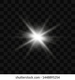Glow isolated white transparent light effect set, lens flare, explosion, glitter, line, sun flash, spark and stars. Abstract special effect element design.