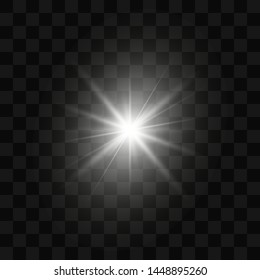 Glow isolated white transparent light effect set, lens flare, explosion, glitter, line, sun flash, spark and stars. Abstract special effect element design.