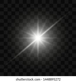 Glow isolated white transparent light effect set, lens flare, explosion, glitter, line, sun flash, spark and stars. Abstract special effect element design.