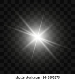 Glow isolated white transparent light effect set, lens flare, explosion, glitter, line, sun flash, spark and stars. Abstract special effect element design.