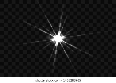 Glow isolated white transparent light effect set, lens flare, explosion, glitter, line, sun flash, spark and stars. Abstract special effect element design.