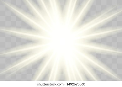Glow isolated white transparent light effect set, lens flare, explosion, glitter, line, sun flash, spark and stars. Abstract special effect element design.