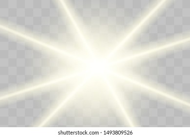 Glow isolated white transparent light effect set, lens flare, explosion, glitter, line, sun flash, spark and stars. Abstract special effect element design.