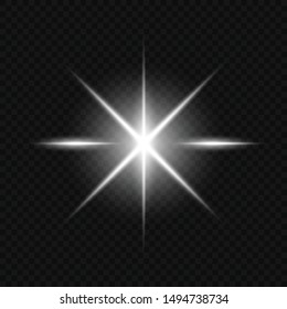 Glow isolated white transparent light effect set, lens flare, explosion, glitter, line, sun flash, spark and stars. Abstract special effect element design.
