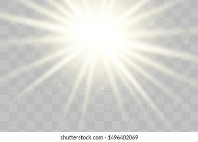 Glow isolated white transparent light effect set, lens flare, explosion, glitter, line, sun flash, spark and stars. Abstract special effect element design.
