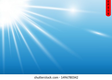 Glow isolated white transparent light effect set, lens flare, explosion, glitter, line, sun flash, spark and stars. Abstract special effect element design.