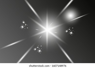Glow isolated white transparent light effect set, glare, explosion, sparkle, line, sun flare, spark and stars. Abstract design effect element.