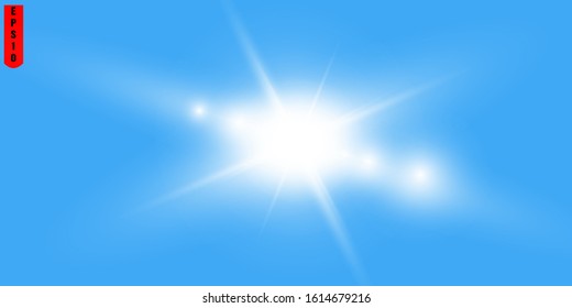 Glow isolated white transparent light effect set, glare, explosion, sparkle, line, sun flare, spark and stars. Abstract design effect element.