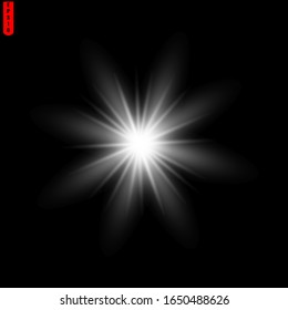 Luminoso efecto de luz transparente blanco aislado, resplandor, explosión, espuma, línea, luz solar, chispa y estrellas. Elemento de efecto de diseño abstracto.