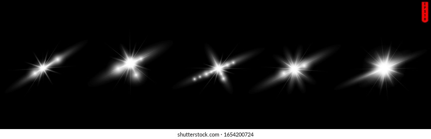 Luminoso efecto de luz transparente blanco aislado, resplandor, explosión, espuma, línea, luz solar, chispa y estrellas. Elemento de efecto de diseño abstracto.