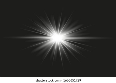 Luminoso efecto de luz transparente blanco aislado, resplandor, explosión, espuma, línea, luz solar, chispa y estrellas. Elemento de efecto de diseño abstracto.