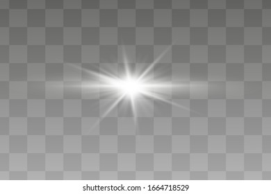 Glow isolated white transparent light effect set, glare, explosion, sparkle, line, sun flare, spark and stars. Abstract design effect element.