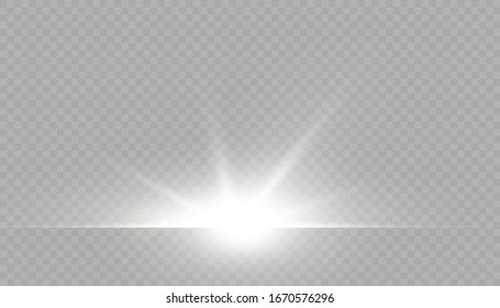 Glow isolated white transparent light effect set, lens flare, explosion, glitter, line, sun flash, spark and stars. Abstract special effect element design. Shine ray with lightning, sparkling round