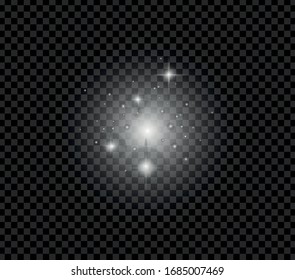 Glow isolated white transparent light explosion. Magic dust.