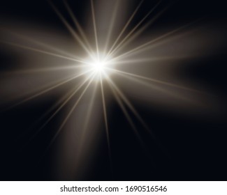 Glow isolated white transparent light effect set, lens flare, explosion.