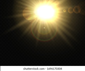 Glow isolated white transparent light effect set, lens flare, explosion, glitter, line, sun flash, spark and stars. Abstract special effect element design. Shine ray with lightning, sparkling round