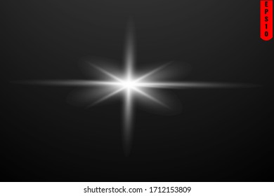 Glow isolated white transparent light effect, lens flare, explosion, shine, line, sun flare, spark and stars. Abstract design of special effect element. Shining ray with lightning