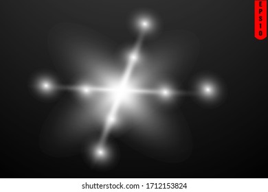 Glow isolated white transparent light effect, lens flare, explosion, shine, line, sun flare, spark and stars. Abstract design of special effect element. Shining ray with lightning