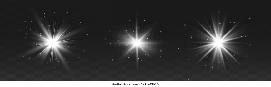Luminoso juego de luz transparente blanco aislado, lente iluminada, explosión, brillo, línea, luz solar, chispa y estrellas. Diseño abstracto de elementos de efecto especial.