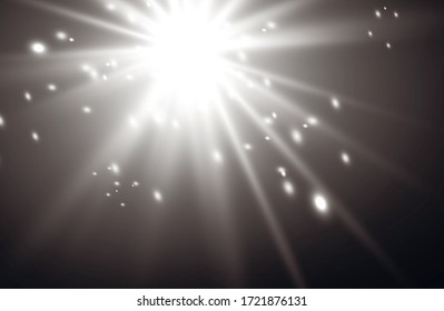 Glow isolated white transparent light effect set, lens flare, glitter, line, sun flash and stars. Abstract special effect element design. Shine ray with lighting, sparkling round.
