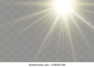 Glow isolated white transparent light effect set, lens flare, explosion, glitter, line, sun flash, spark and stars. Abstract special effect element design. Shine ray with lighting, sparkling round.