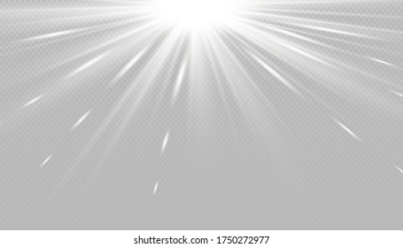 Glow isolated white transparent light effect set, lens flare, explosion, glitter, line, sun flash, spark and stars. Abstract special effect element design. Shine ray with lightning, sparkling round
