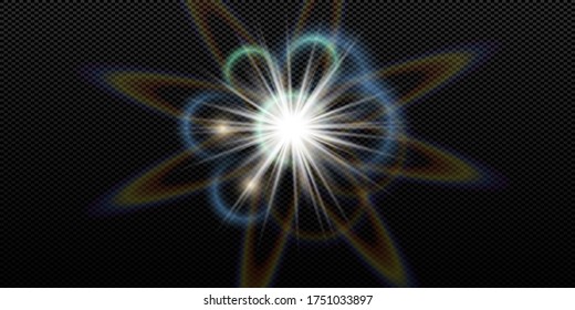 Glow isolated white transparent light effect set, glare, explosion, sparkle, line, sun flare, spark and stars. Abstract design effect element.