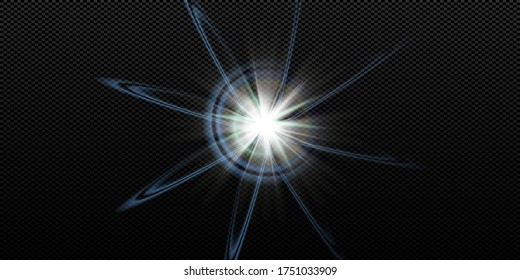 Efecto luminoso transparente blanco aislado brillante, resplandor, explosión, brillo, línea, destello solar, chispa y estrellas. Elemento de efecto de diseño abstracto.