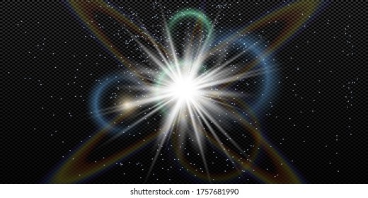 Glow isolated white transparent light effect set, glare, explosion, sparkle, line, sun flare, spark and stars. Abstract design effect element.