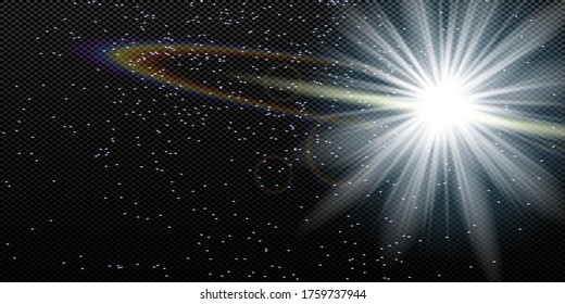 Glow isolated white transparent light effect set, glare, explosion, sparkle, line, sun flare, spark and stars. Abstract design effect element.