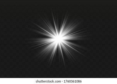 Glow isolated white transparent light effect set, lens flare, explosion, glitter, line, sun flash, spark and stars. Abstract special effect element design.