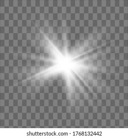Glow isolated white transparent light effect set, lens flare, explosion, glitter, line, sun flash, spark and stars. Abstract special effect element design.