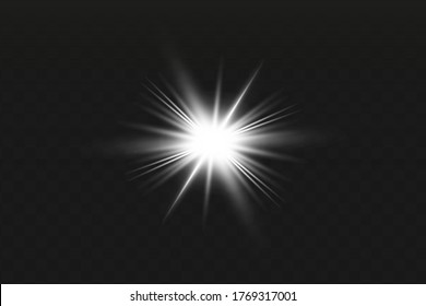 Glow isolated white transparent light effect set, lens flare, explosion, glitter, line, sun flash, spark and stars. Abstract special effect element design.