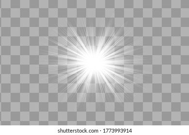 Glow isolated white transparent light effect set, lens flare, explosion, glitter, line, sun flash, spark and stars. Abstract special effect element design.