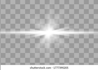Glow isolated white transparent light effect set, lens flare, explosion, glitter, line, sun flash, spark and stars. Abstract special effect element design.