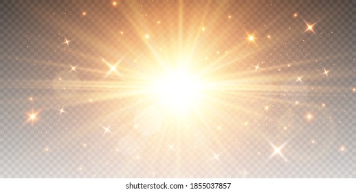 Lichtisolierter weißer transparenter Lichteffekt-Set, Objektivfackel, Explosion, Glitter, Linie, Sonnenblitz, Funken und Sterne.