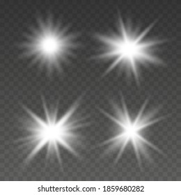 Ajuste del efecto de luz transparente blanco aislado brillante. Efecto luminoso transparente blanco aislado