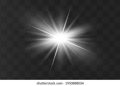 Juego de efecto luminoso transparente blanco aislado de brillo, lente inflamada, explosión, brillo, línea, flash solar, chispa y estrellas. Resumen de diseño de elementos de efecto especial.