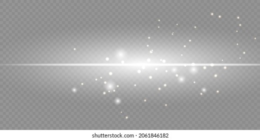 Glow isolated white transparent light effect set, lens flare, explosion, glitter, line, sun flash, spark and stars. Abstract special effect element design. Shine ray with lightning