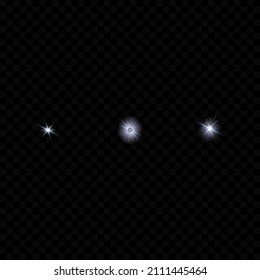 Glow isolated white transparent light effect set, lens flare, explosion, glitter, line, sun flash, spark and stars