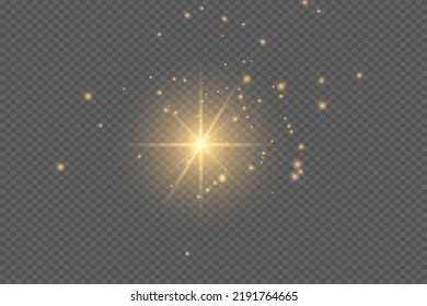 Glow isolated white transparent light effect set, lens flare, explosion, glitter, line, sun flash, spark and stars. 