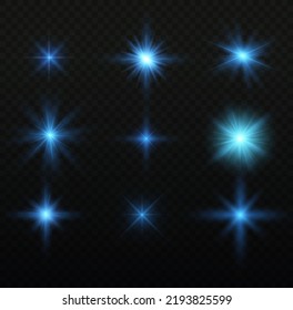 Juego de efecto luminoso transparente blanco aislado de brillo, lente inflamada, explosión, brillo, línea, flash solar, chispa y estrellas. Resumen de diseño de elementos de efecto especial. Rayo brillante con rayo