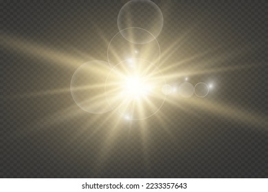 Ajuste del efecto de luz transparente blanco aislado brillante. bengala de lente, explosión, brillo, polvo, línea, destello solar, chispa y estrellas, foco, giro de curva. Luz solar, efecto abstracto especial.