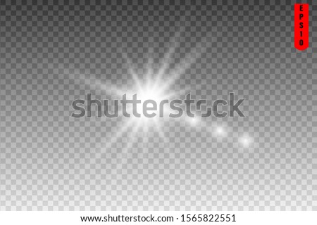 Glow isolated white transparent light effect set, glare, explosion, sparkle, line, sun flare, spark and stars. Abstract design effect element.